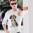 ビーグル 犬 モチーフ ペット イラスト ビーグル 長袖Tシャツ 彼への贈り物