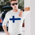 フィンランド国旗 ノルディック クロス 長袖Tシャツ 彼への贈り物