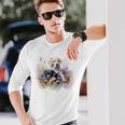 フローラルワイルドフラワー 犬 ラブラドールレトリバー 長袖Tシャツ 彼への贈り物