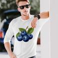 ブルーベリー愛好家のためのブルーベリーデザイン 長袖Tシャツ 彼への贈り物