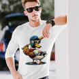 マガモのアヒル 野球愛好家 アヒル 野球 長袖Tシャツ 彼への贈り物