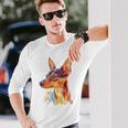 ミニチュア ピンシャー 犬 ペット カラフル ミニチュア ピンシャー 長袖Tシャツ 彼への贈り物