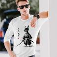 ミニチュアピンシャー 侍戦士 日本の浮世絵 アートドッグ 長袖Tシャツ 彼への贈り物