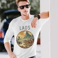 ラオスの風景 アールデコ 長袖Tシャツ 彼への贈り物