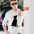 ラブラドールレトリバー 犬 イエロー ラボ テニスボール ギフト 長袖Tシャツ 彼への贈り物