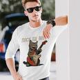 ロックンロール ギター 猫 ビンテージ Rock ギタリスト 猫 長袖tシャツ 長袖Tシャツ 彼への贈り物