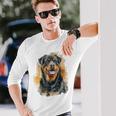 ロットワイラー 犬 モチーフ ペット アートワーク カラフル ロットワイラー 長袖Tシャツ 彼への贈り物