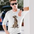 ワイマラナー 犬 グラフィック ペット イラスト ワイマラナー 長袖Tシャツ 彼への贈り物