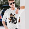 三毛猫 オレンジ猫 ねこ バイク バイカー 長袖Tシャツ 彼への贈り物