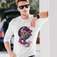 宇宙飛行士tレックス 恐竜 宇宙人 宇宙人 惑星 銀河 長袖Tシャツ 彼への贈り物