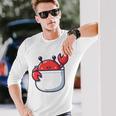 愛らしい かわいい ちび 和 ポケット カワイイ カニ 長袖Tシャツ 彼への贈り物