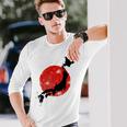 日本 赤 太陽 日本 列島 地図 かっこいい 国旗 スタイル 長袖Tシャツ 彼への贈り物