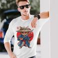 日本の侍 猫戦士 浮世侍 バックプリント 長袖Tシャツ 彼への贈り物