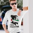 無料パレスチナ国旗 ガザの終わり占領 パレスチナ語 長袖Tシャツ 彼への贈り物