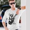 犬 ギタリスト ギター ペンブローク ウェールズ コーギー パパ ママ 長袖Tシャツ 彼への贈り物