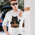 猫 ラーメン グラフィック 日本語 カワイイ アニメ 面白い ラーメン 猫 長袖tシャツ 長袖Tシャツ 彼への贈り物