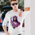 紫の蘭を持つイエス 長袖Tシャツ 彼への贈り物