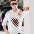 血まみれのシャツ ハロウィン ゾンビ 爪 マーク 血のはね 長袖Tシャツ 彼への贈り物