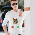 面白いtシャツ 柴犬 着信 イヌ わんこ メンズ 犬好き グッズ かわいい おもしろ 面白い 服 ネタ 長袖tシャツ 長袖Tシャツ 彼への贈り物