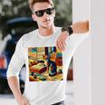 面白いtシャツ 猫 ネコ 読書 勉強 メンズ 猫好き グッズ おもしろ 面白い 服 ネタ 猫の下僕 浮世絵 長袖tシャツ 長袖Tシャツ 彼への贈り物