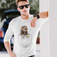 面白いペットフェレット ポケットの中のファニー フェレット 長袖Tシャツ 彼への贈り物
