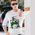 面白い猫 ドラム 猫 ドラマー 面白い ドラム 猫 長袖Tシャツ 彼への贈り物