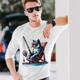 面白い釣り猫ロッドとリール Lets Go 釣り 猫釣り 長袖tシャツ 長袖Tシャツ 彼への贈り物