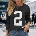 2番の大学スポーツスタイル。ホワイト。 長袖Tシャツ 彼女への贈り物
