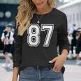 87番の前面と背面にホワイトのプリント。 長袖Tシャツ 彼女への贈り物
