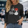 I Am 50 Plus 1 中指 51歳の誕生日 面白い 長袖Tシャツ 彼女への贈り物