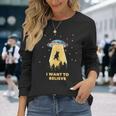 Area 51 Ufoハンターtシャツ エイリアン誘拐 I Want To Believe 長袖Tシャツ 彼女への贈り物