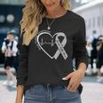 Brain Tumor Awareness Heart Brain Cancer Gray Ribbon Support Long Sleeve T-Shirt Gifts for Her
