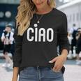 Ciao イタリア語の格言 白とピンクのミニマリスト 長袖Tシャツ 彼女への贈り物
