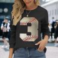 Cool 3 3番 数字 バースデーパーティー 3番目 野球 誕生日 長袖Tシャツ 彼女への贈り物