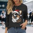 Corgi サンタハット 面白い かわいい 犬 ママ お父さん クリスマス 長袖tシャツ 長袖Tシャツ 彼女への贈り物