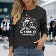 Cosmic Christmas Adventure ヴィンテージ宇宙飛行士サンタスペース 長袖Tシャツ 彼女への贈り物