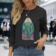 Cthulhu Iglesiaidrieras Cósmico Horror Divertido Monstruo Camiseta de manga larga Regalos para ella