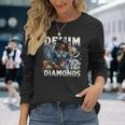 Denim And Diamonds African Melanin Swag Cowgirls Western Long Sleeve T-Shirt Gifts for Her