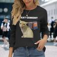 I Eat Cement Cursed Cat Weirdpecific Meme 長袖Tシャツ 彼女への贈り物