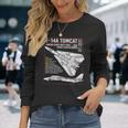 F-14 Tomcat Us American Carrier航空機 ブループリント 長袖Tシャツ 彼女への贈り物