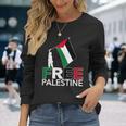 Free Palestine パレスチナ国旗 フリーガザtシャツ 長袖Tシャツ 彼女への贈り物