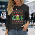 Frog Wearinganta Hat Christmas Lights Xmas Frog 長袖Tシャツ 彼女への贈り物