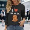 Baby Beavers Minimalist Cute I Love Beaver 長袖Tシャツ 彼女への贈り物
