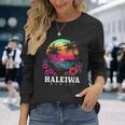 Haleiwa ハワイ ハワイアン ハイビスカス 花 サーファー お土産 長袖Tシャツ 彼女への贈り物