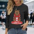 Happy Canada Day 面白いカナダのクマの旗 長袖Tシャツ 彼女への贈り物