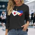 Japanese Flag Phillipinesフィリピンの遺産 フィリピンのルーツ 日本の国旗 フィリピンの国旗 長袖Tシャツ 彼女への贈り物
