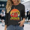 Jesus Has Your Back 柔術 レトロ クリスチャン 長袖Tシャツ 彼女への贈り物