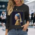 Johannesermeer アーティスト向け 真珠のイヤリングを持つ少女 長袖Tシャツ 彼女への贈り物