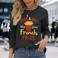 Just A Boy Who Loves French Fries フライドポテト じゃがいも ヴィーガン 長袖Tシャツ 彼女への贈り物