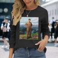 Kim Jong Il Kim Jong Un Humour North Korea 長袖Tシャツ 彼女への贈り物